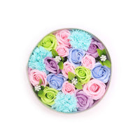 Soap Flower Gift Round Box - Baby Blessings in Blues