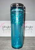 Glitter Shaker Cold Cup - Turquoise & Silver