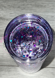Glitter Shaker Cold Cup - Pearl White, Purple & Blue