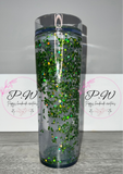 Glitter Shaker Cold Cup - Silver & Green