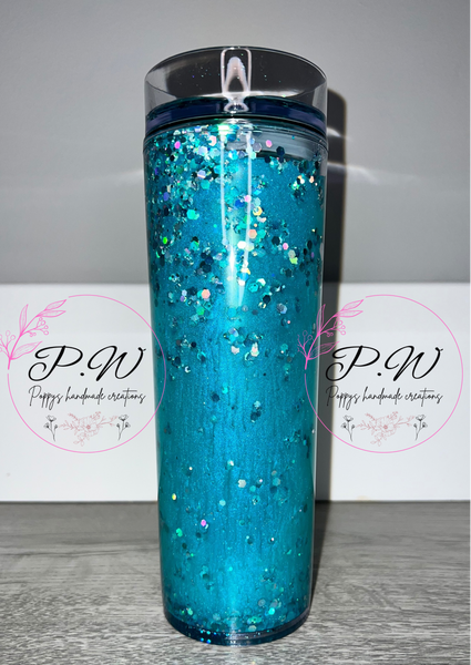Glitter Shaker Cold Cup - Turquoise & Silver