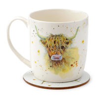 Porcelain Mug & Coaster Set - Jan Pashley Highland Coo Cow