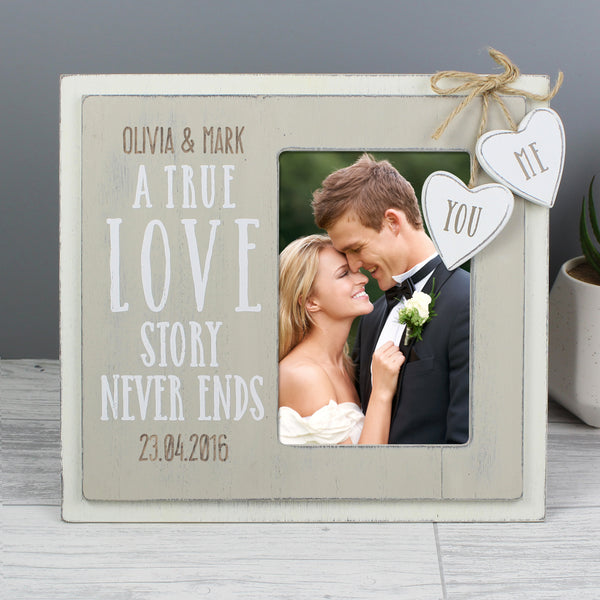 Personalised Love Story Wooden Photo Frame