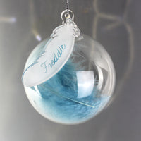 Personalised Feather Glass Bauble (more colours)
