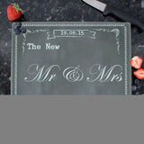 Personalised Family Chalk Glass Chopping Board/Worktop Saver