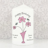 Personalised Flower in Vase Message Candle