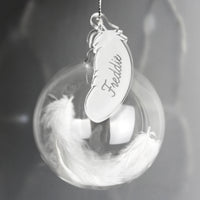 Personalised Feather Glass Bauble (more colours)