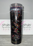 Glitter Shaker Cold Cup - Black, Silver & Red