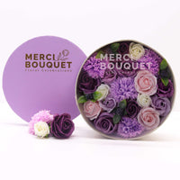 Soap Flower Gift Round Box - Purple Rose & Carnation