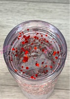 Glitter Shaker Cold Cup - Silver, Red & Black
