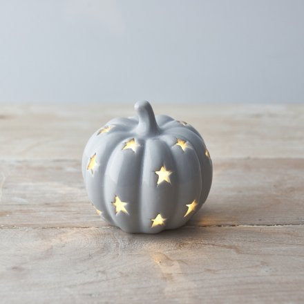 LED Grey Ceramic Pumpkin