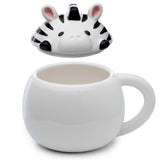 Peeping Lid Ceramic Lidded Animal Mug - Adoramals Zebra