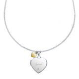 Personalised Sterling Silver Heart Locket Necklace with Diamond and 9ct Gold Charm