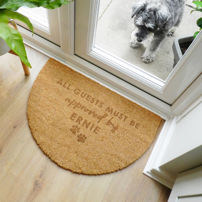 Personalised Approved By The Pet Half Moon Indoor Doormat