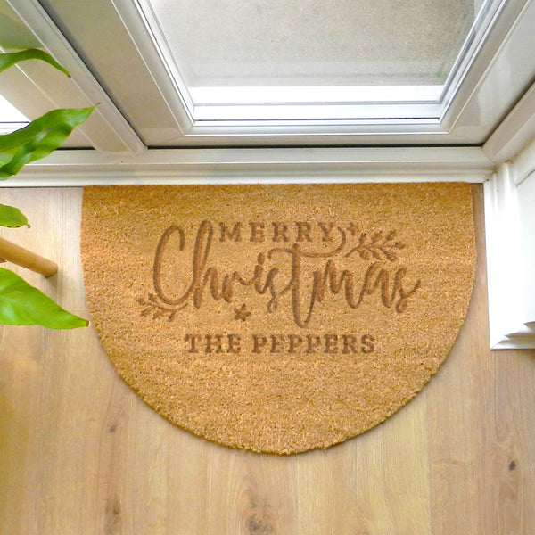 Personalised Christmas Half Moon Indoor Doormat