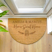 Personalised Home Sweet Home Half Moon Indoor Doormat