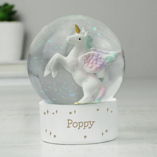 Personalised Unicorn Name Snow Globe