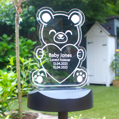 Personalised Bear Memorial Outdoor Solar Light