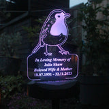 Personalised Robin Memorial Outdoor Solar Light