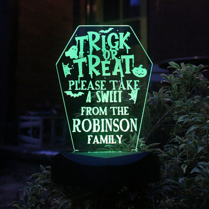 Personalised Trick or Treat Halloween Solar Light