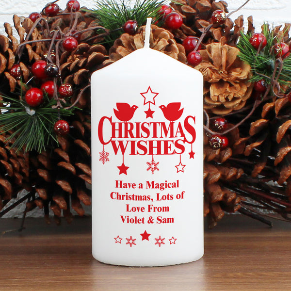 Personalised Christmas Wishes Pillar Candle