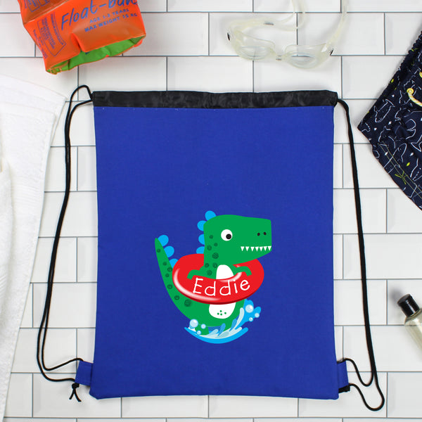 Personalised Dinosaur Blue Kit Bag