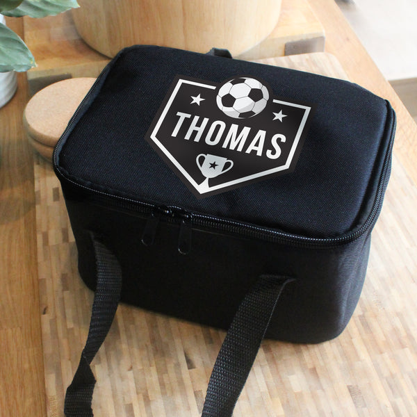 Personalised Football Black Lunch Bag