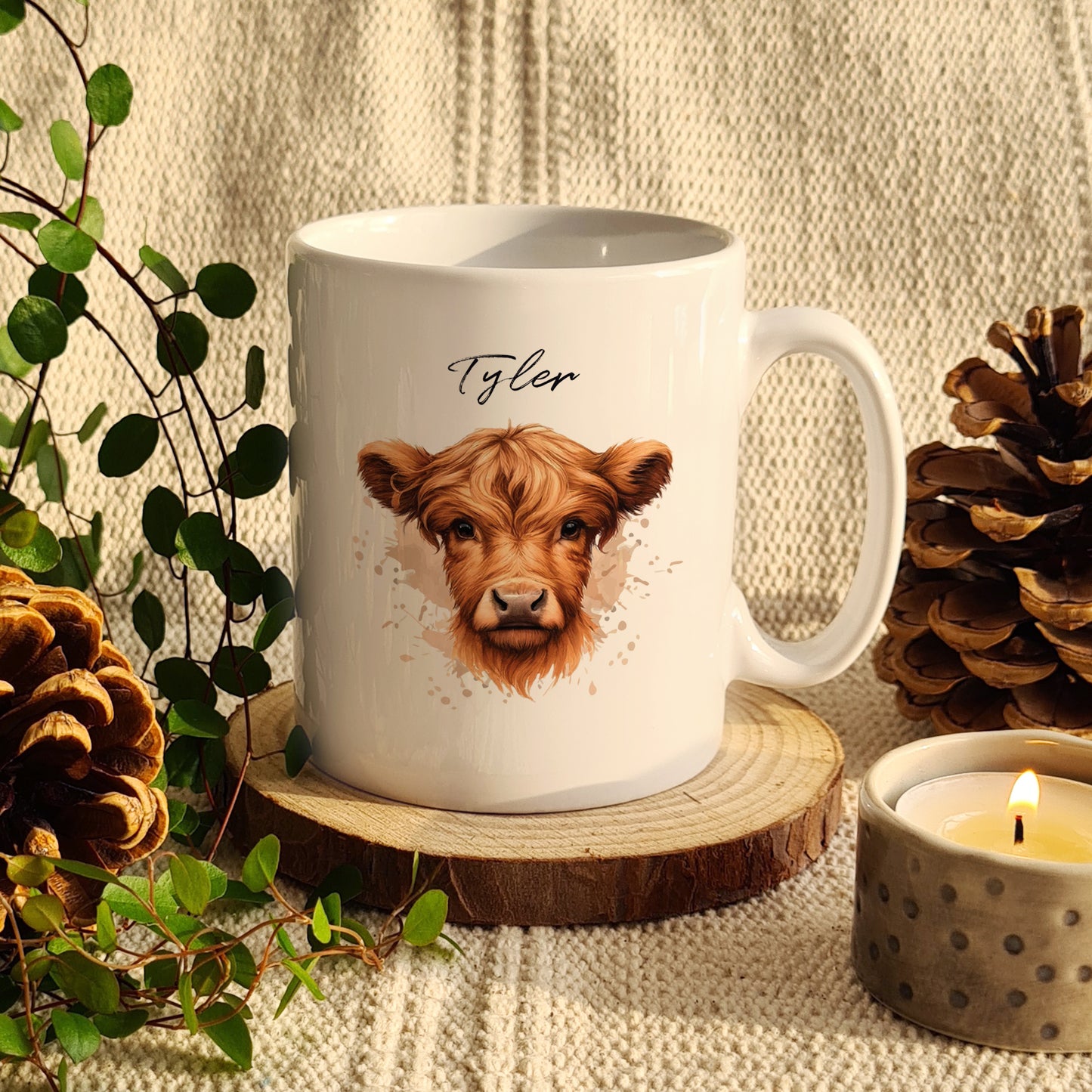 Personalised Highland Cow Mug - Boy