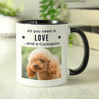 Personalised Pet Photo Upload Black Handled Mug