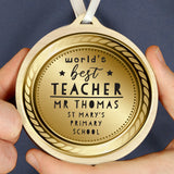 Personalised World’s Best Teacher Round Wooden Medal
