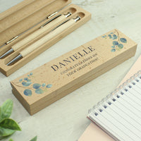 Personalised Eucalyptus Wooden Pen and Pencil Set