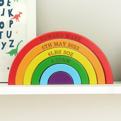 Personalised Wooden Rainbow Stacker