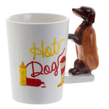 Fun Sausage Dog and Bun Shaped Handle Ceramic Mug