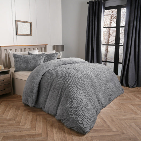 Cable Knit Sherpa Fleece Duvet Cover Set (more options)