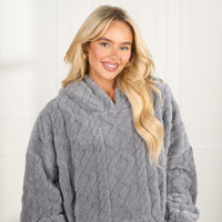 Adults Cable Knit Fleece Hoodie Blanket (more options)