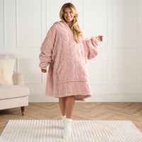 Adults Cable Knit Fleece Hoodie Blanket (more options)