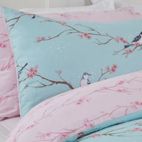 Dreamscene Blossom Bird Duvet Set - Duck Egg