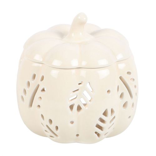 Off White Autumn Leaves Pumpkin Burner