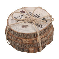 Hello Autumn Wood Slice Coaster Set