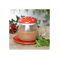 Glass Mushroom Mug and Saucer