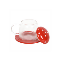 Glass Mushroom Mug and Saucer