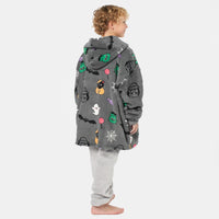 Kids Halloween Print Hoodie Blanket - Charcoal