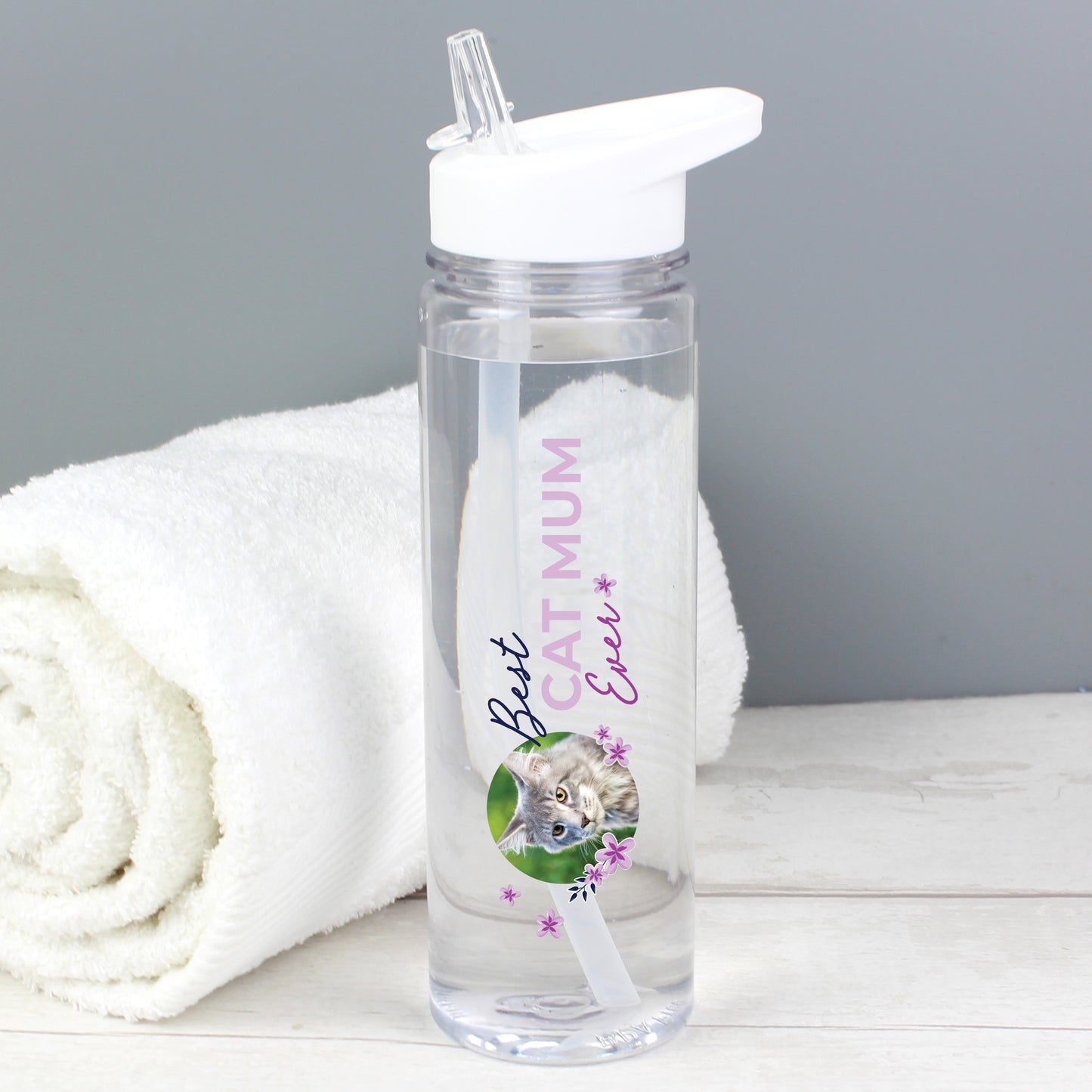 Personalised Floral Best Ever Photo Upload Water Bottle