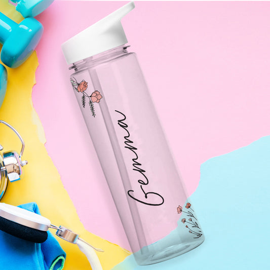 Personalised Floral Name Only Island Water Bottle