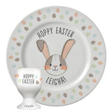 Personalised Hoppy Easter Bone China Plate and Egg Cup