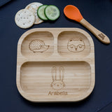 Personalised Woodland Bamboo Suction Plate & Spoon