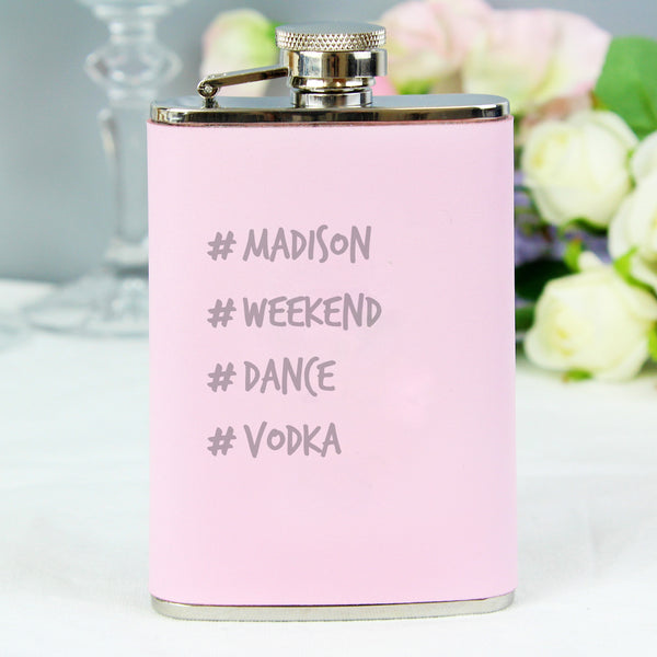 Personalised Hashtag Pink Hip Flask