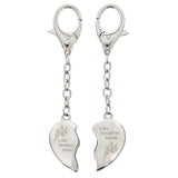 Personalised Floral Mother Daughter Two Heart Keyring