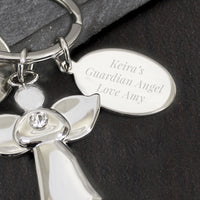 Personalised Silver Plated Angel Keyring
