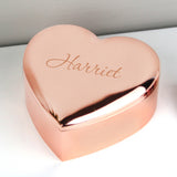 Personalised Name Only Rose Gold Heart Trinket Box